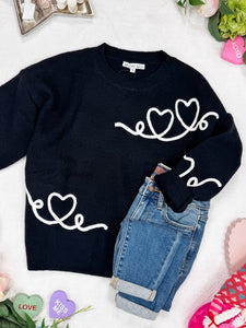 Black Hearts A Flutter Sweater