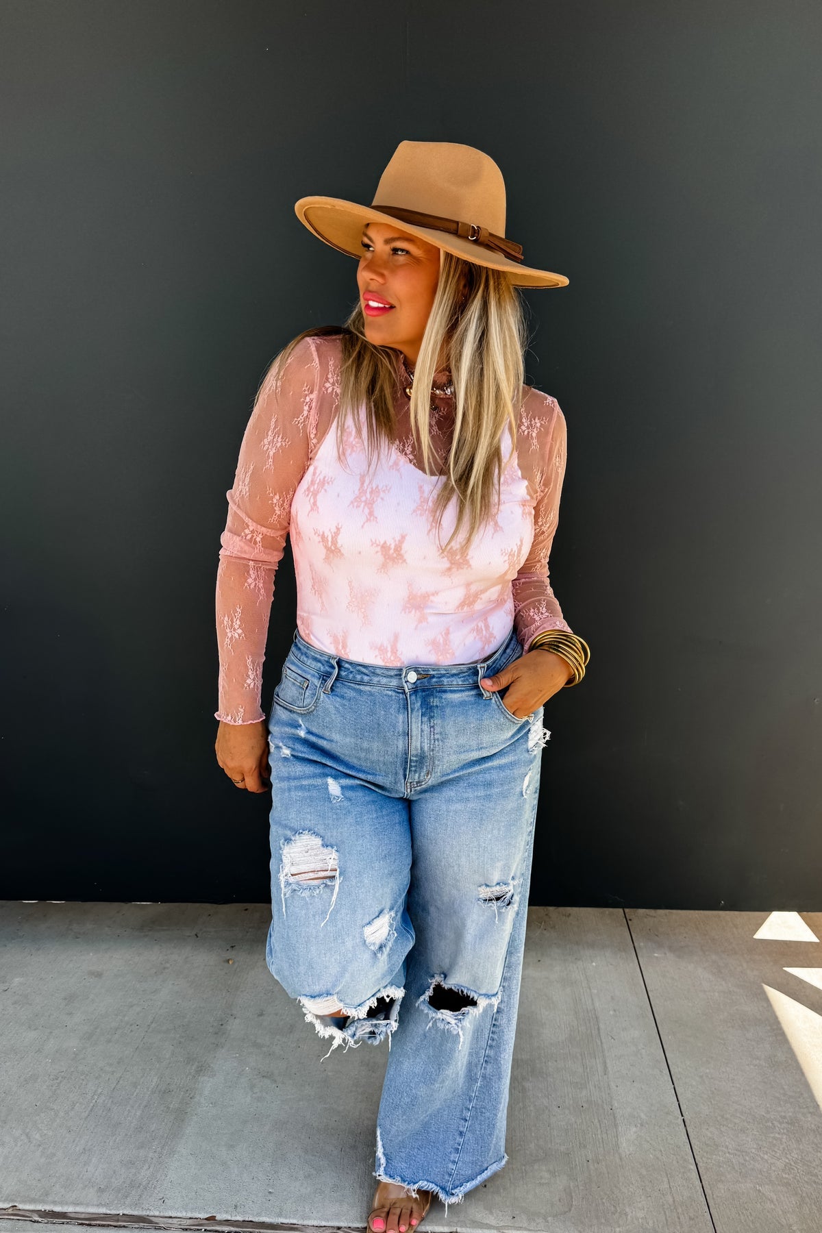 Roxy Lace Top Pink