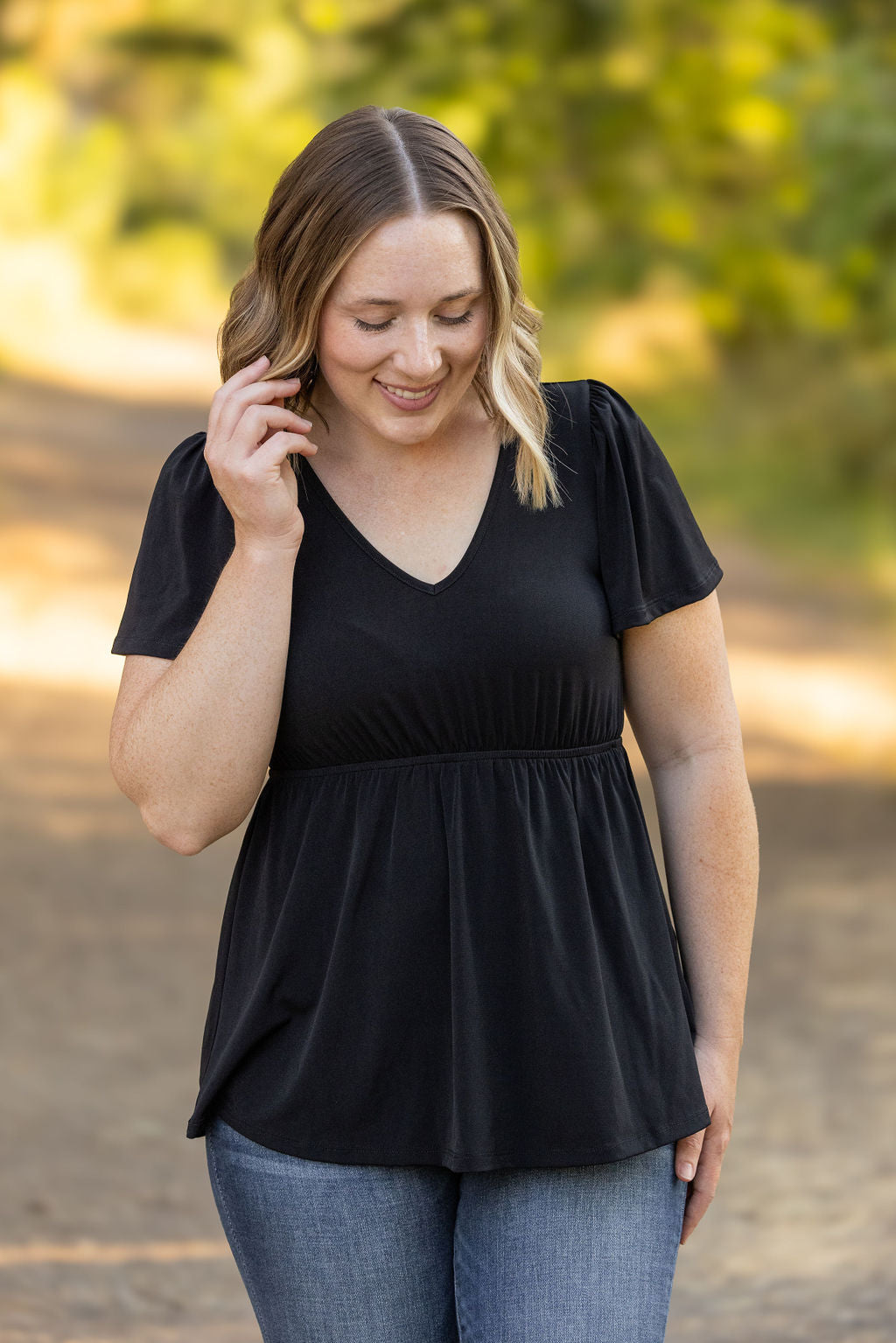 Emery Ruffle Top Black