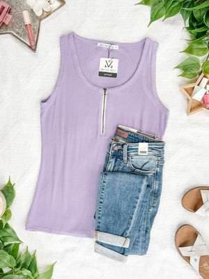 Mila Zipper Tank Lavender