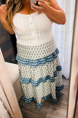 Eden Boho Skirt Blue/White