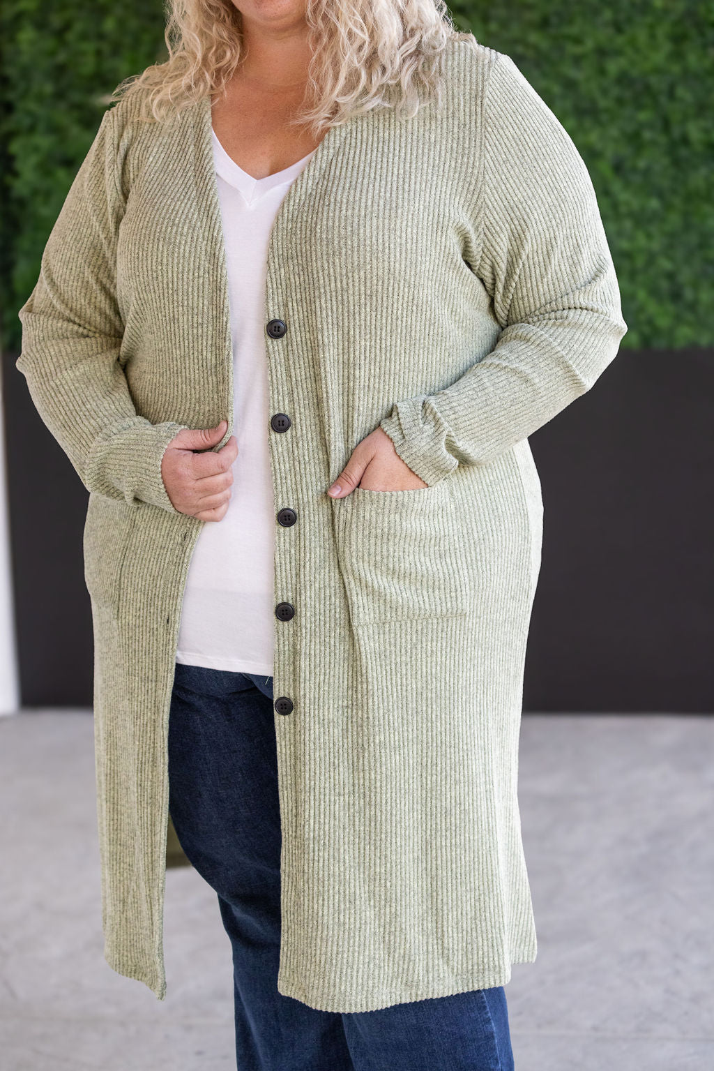 Colbie Ribbed Cardigan Pistachio