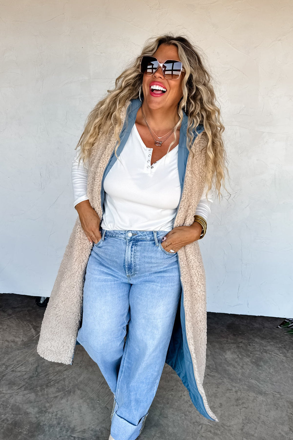 ♥️PREORDER ♥️Reversible Sherpa Vest Blue