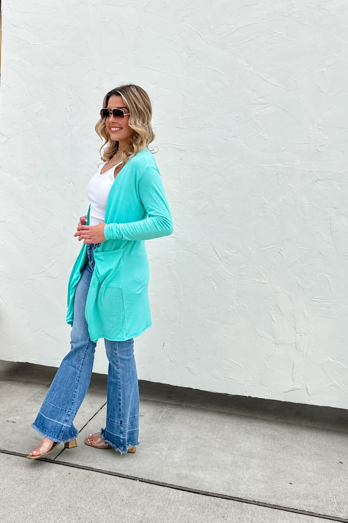 ♥️PREORDER ♥️Sierra Ribbed Cardigan Aqua