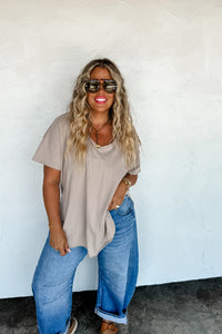 ✨PREORDER ✨Joey Washed Cotton Boyfriend Tee Mocha