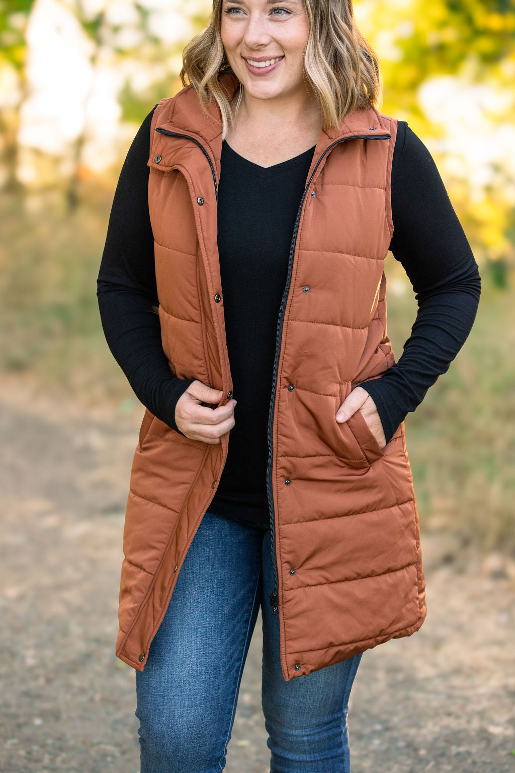 Harlow Long Vest Cinnamon