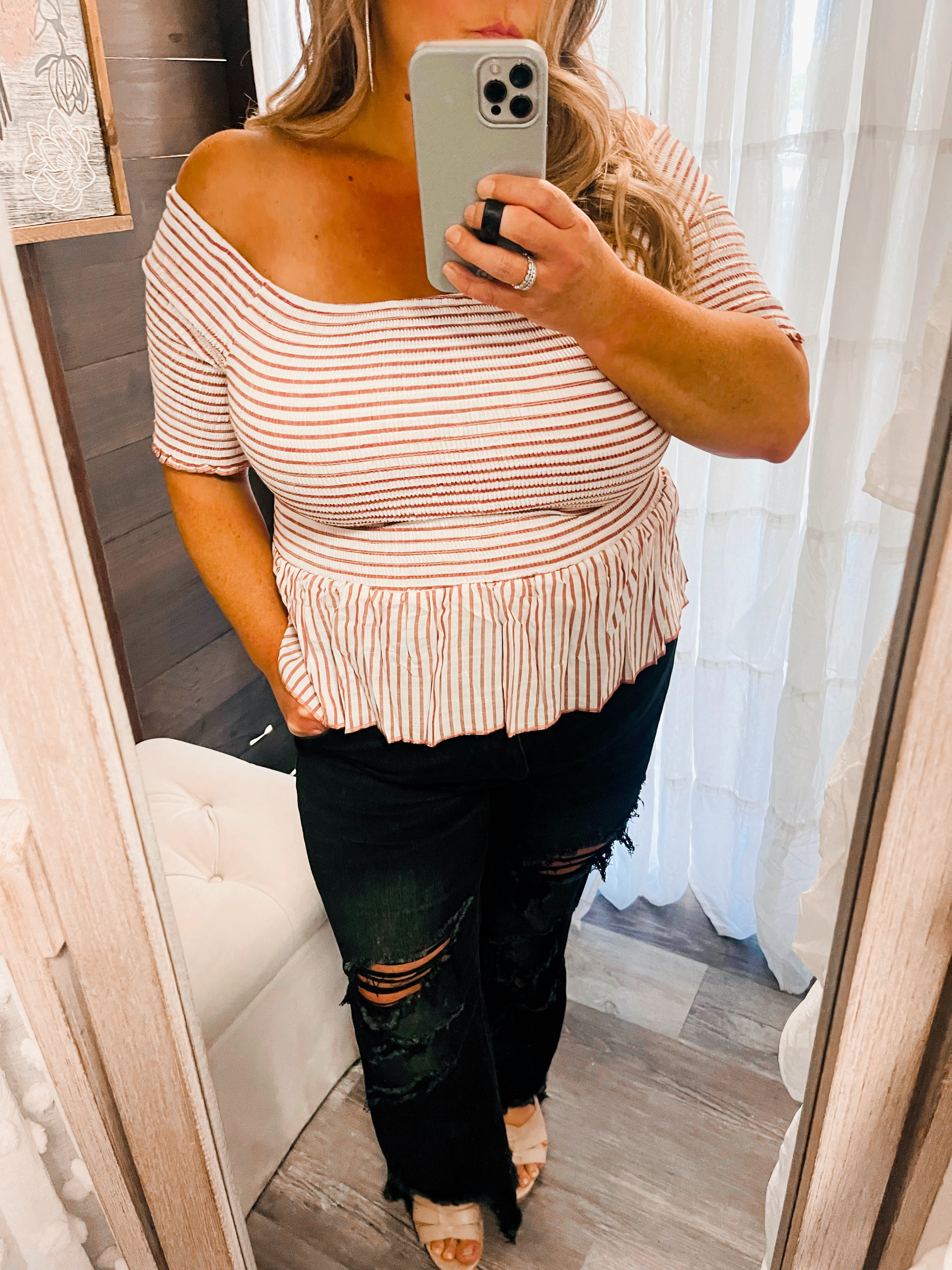 Essie Stripe Smocked Top