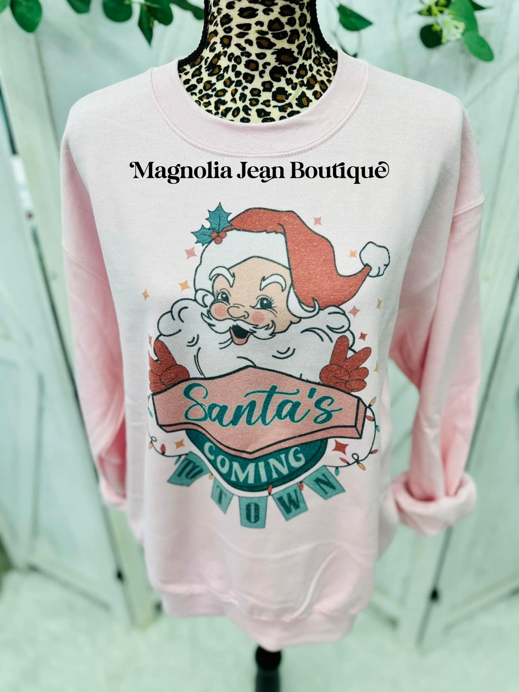 ❤️🎄SPECIAL ORDER 🎄❤️ Santa’s Coming To Town Pink Crew Sweatshirt S-4X
