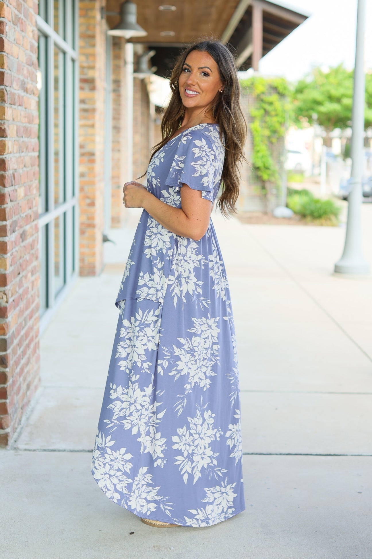 Harley High-Lo Dress Periwinkle Floral