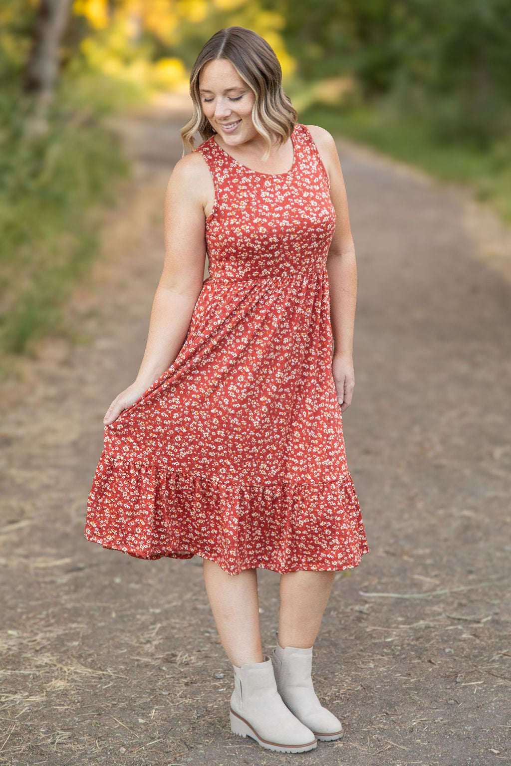 Bailey Dress Rust Floral