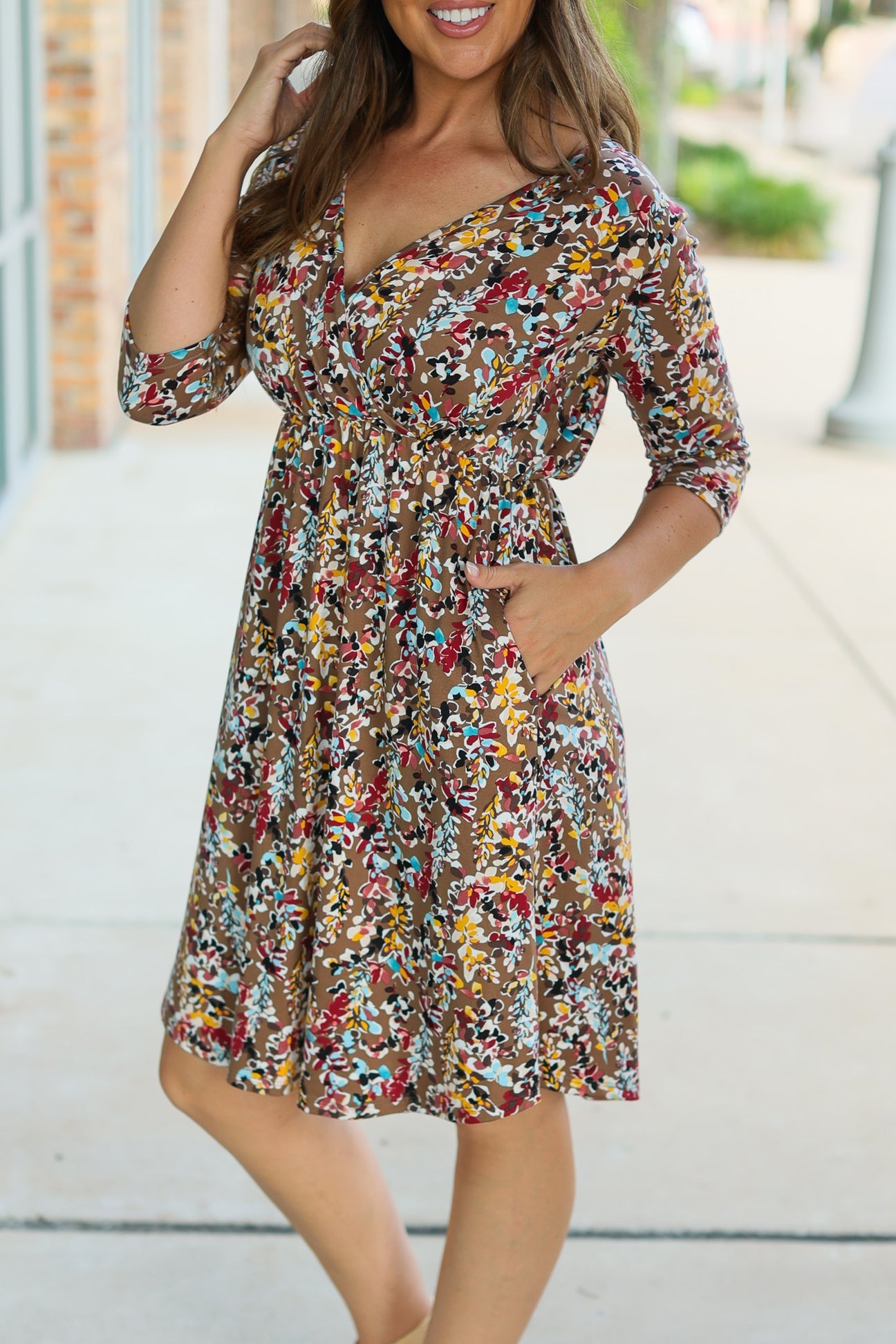 Taylor Dress Mocha Floral