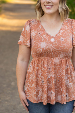 Emery Ruffle Top Cocoa Floral