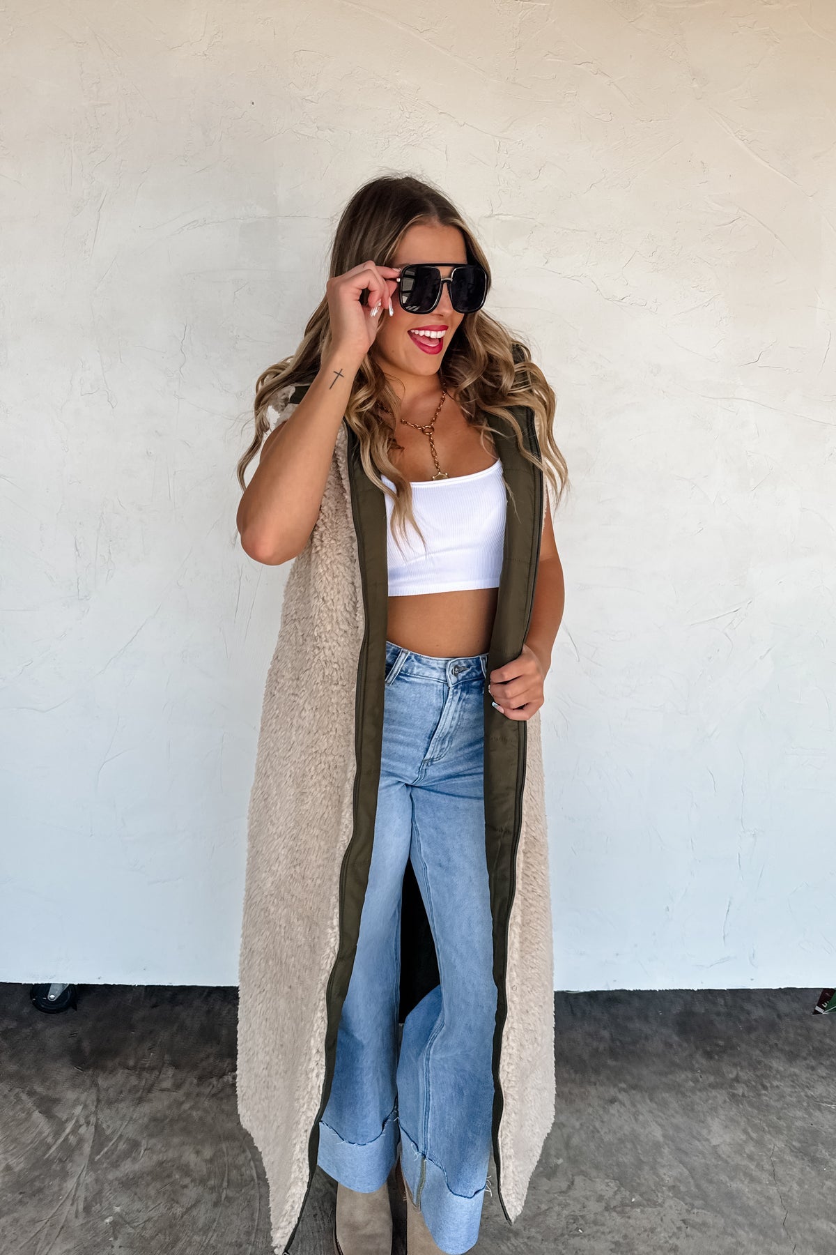 ♥️PREORDER ♥️Reversible Sherpa Vest Olive