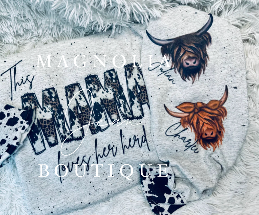 ⭐️SPECIAL ORDER⭐️Mama Loves Her Herd Personalized Sweatshirt S-4X Highland Cow