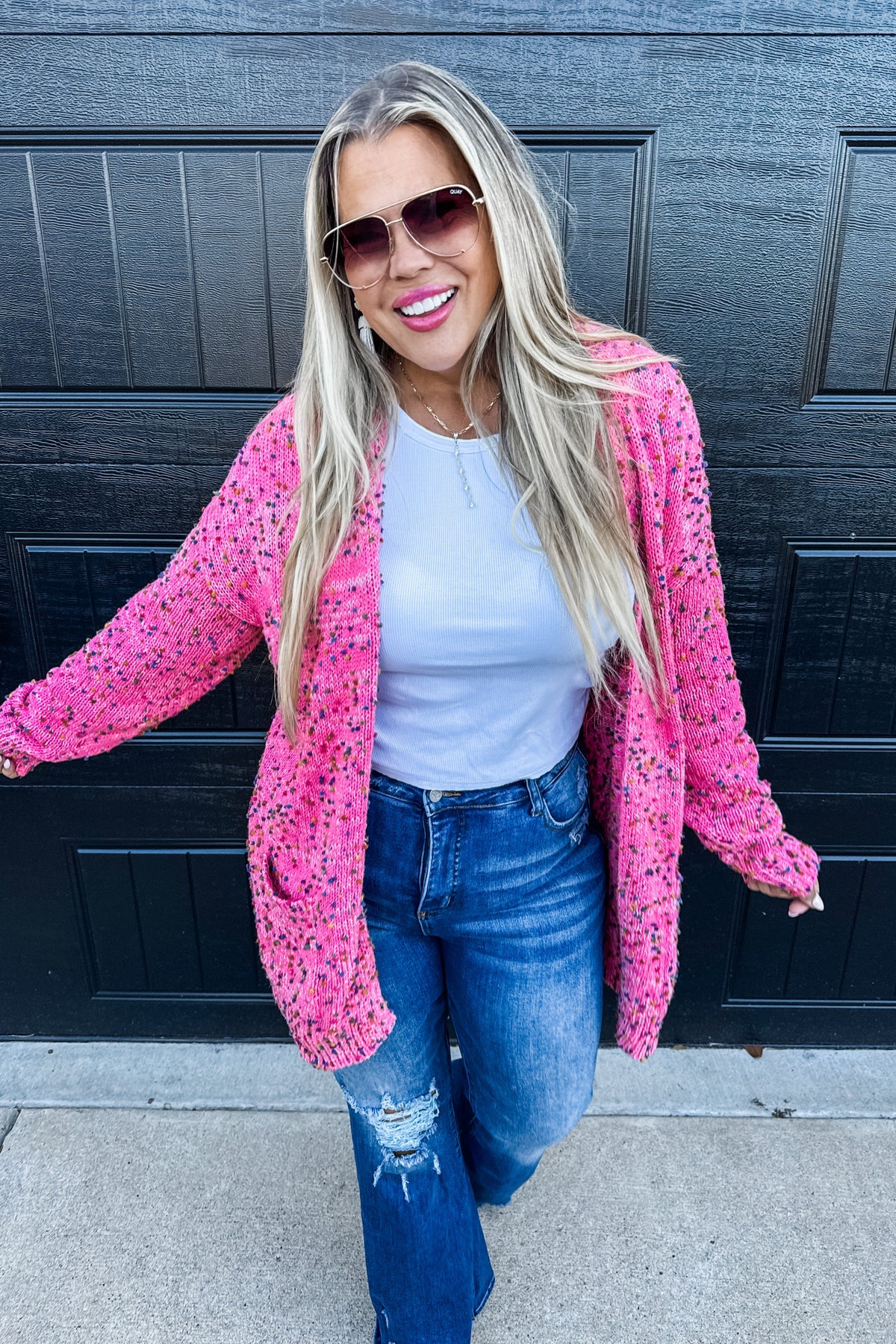 💕Preorder 💕 Spring Miley Confetti Dot Cardigan Pink