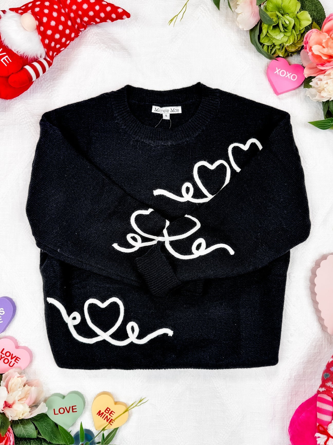 Black Hearts A Flutter Sweater