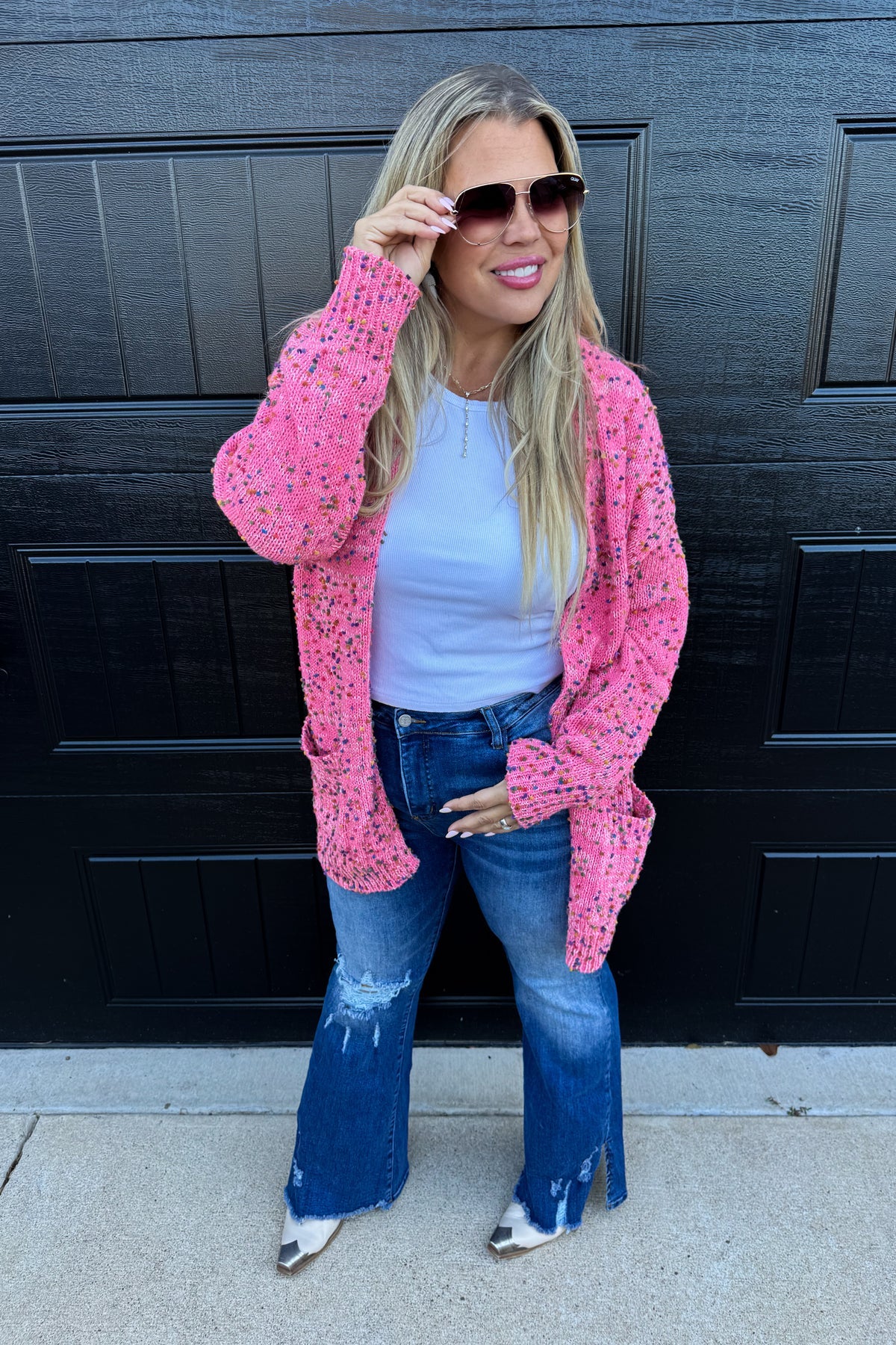 💕Preorder 💕 Spring Miley Confetti Dot Cardigan Pink