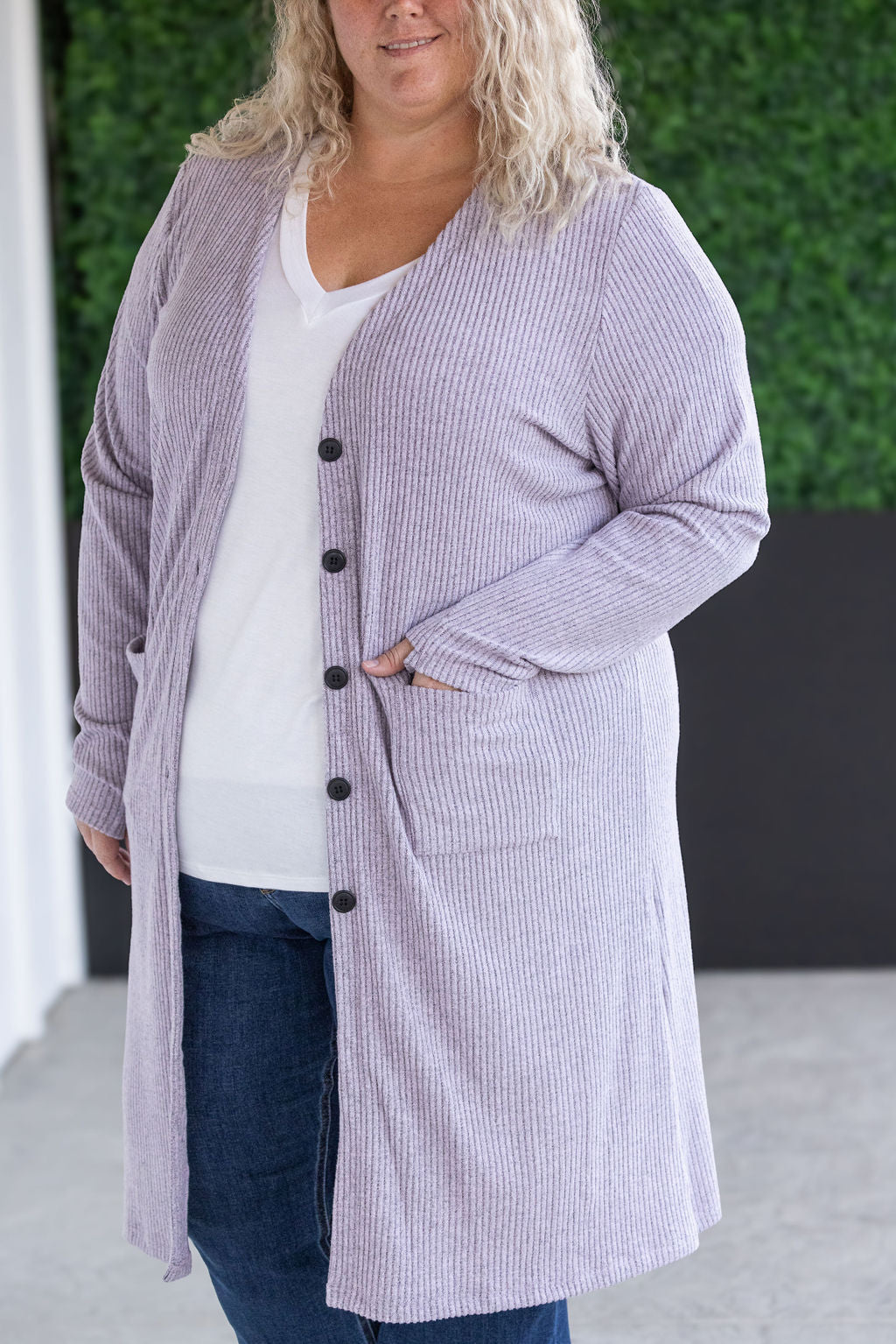 Colbie Ribbed Cardigan Lavender