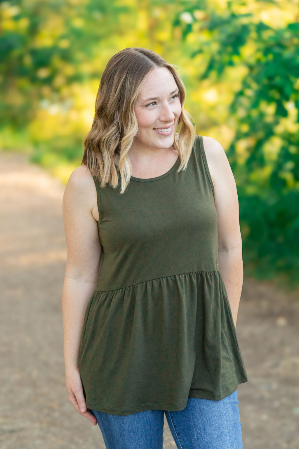 Ruffle Tank Olive