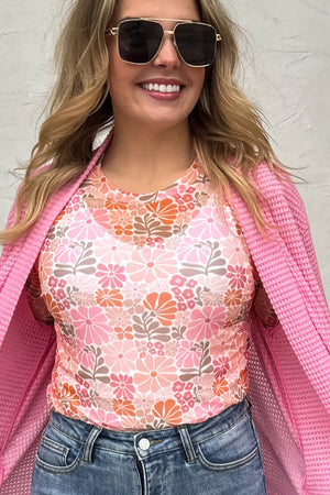 Vintage Floral Mesh Top Retro