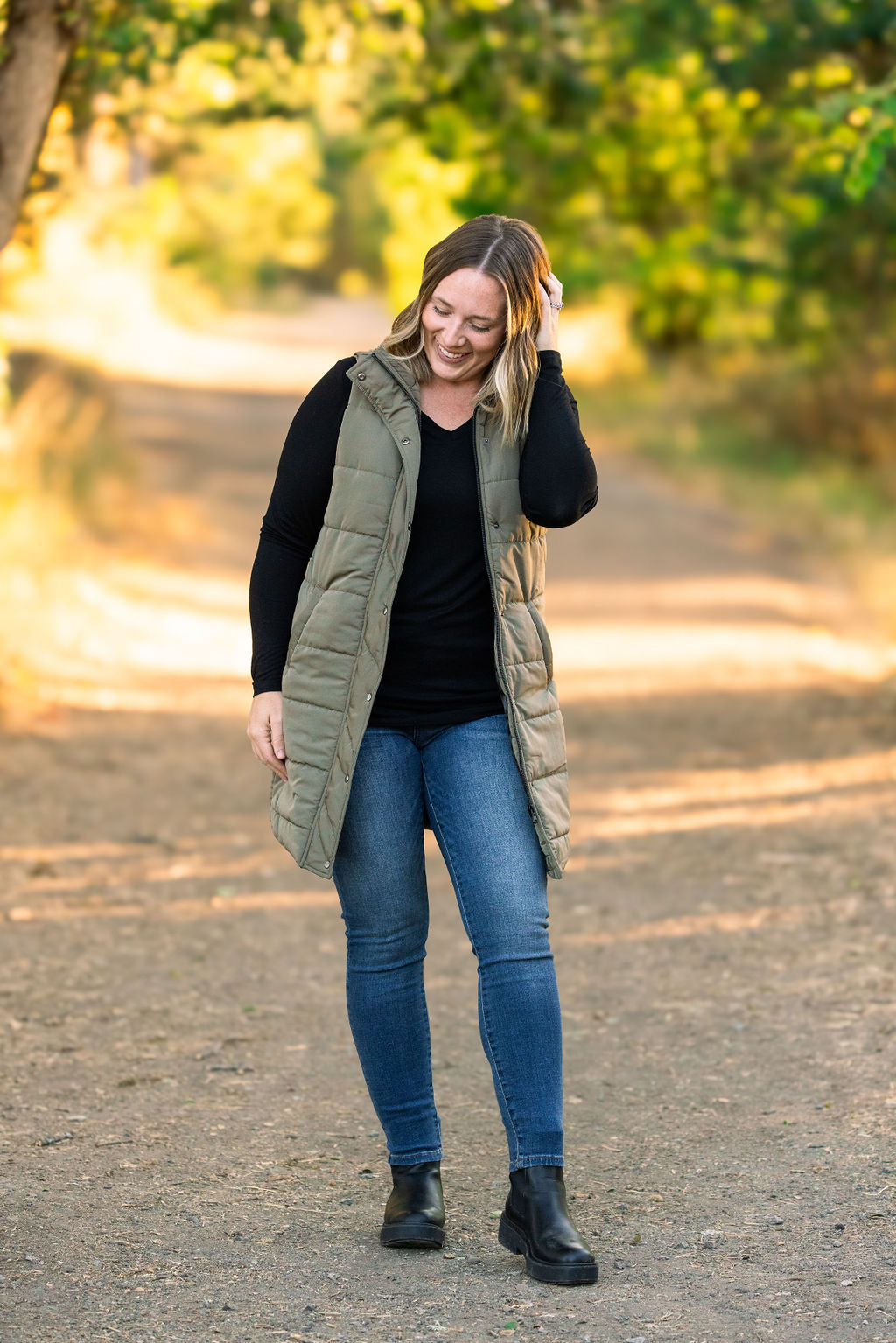 Harlow Long Vest Olive