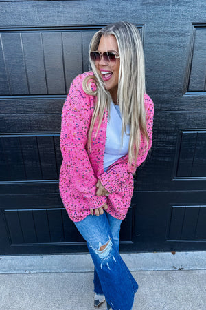 💕Preorder 💕 Spring Miley Confetti Dot Cardigan Pink