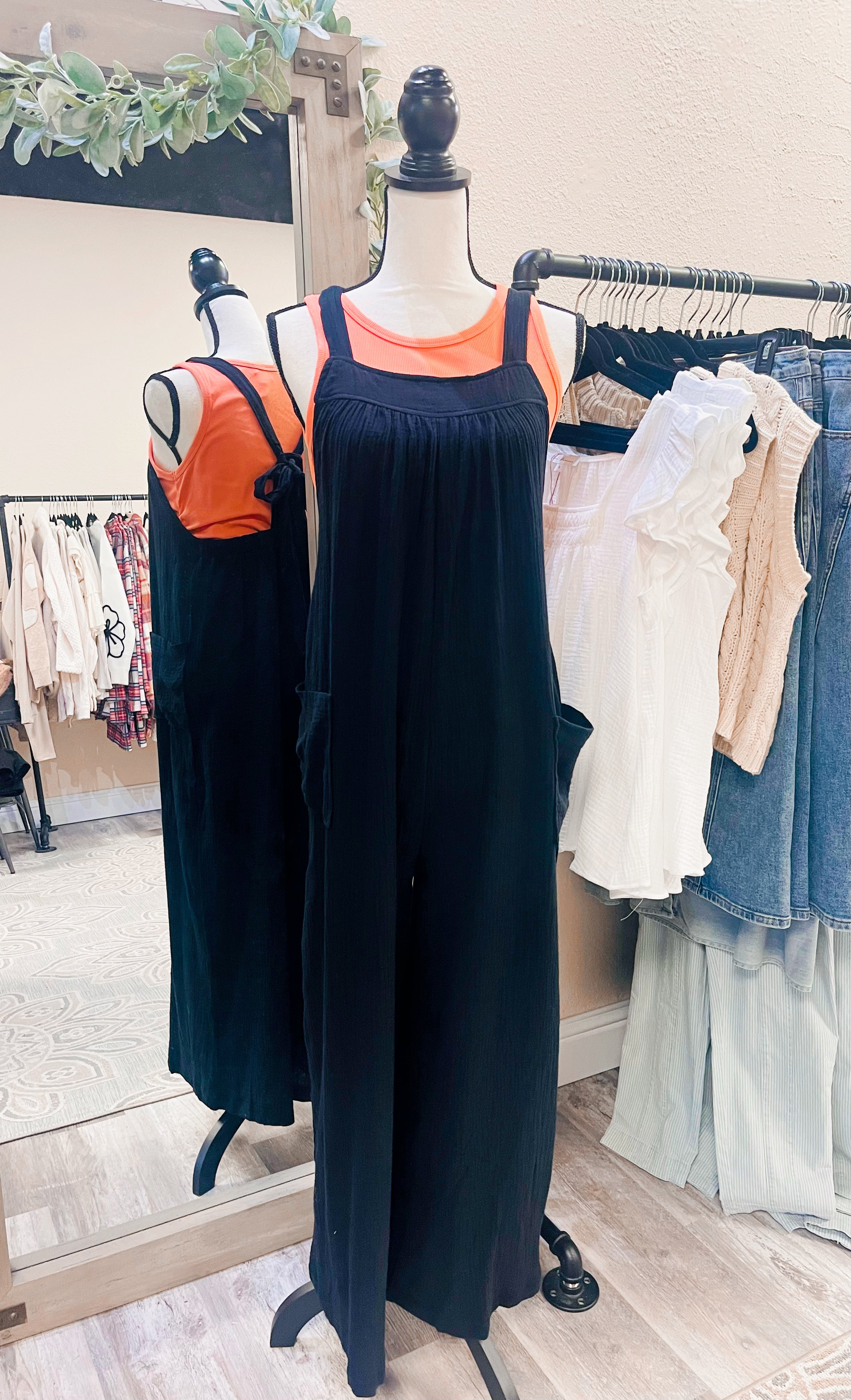 Fiona Gauze Jumpsuit Black