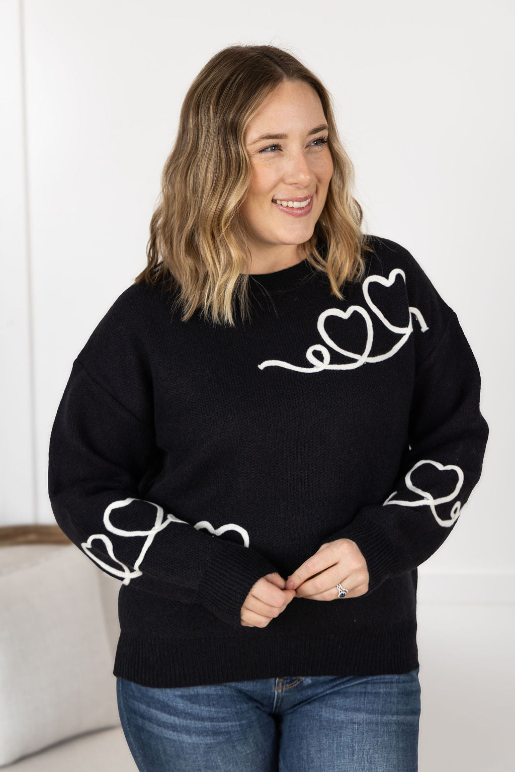 Black Hearts A Flutter Sweater