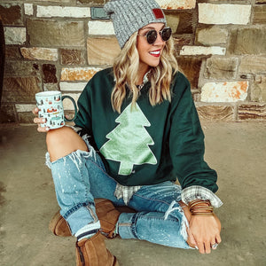 Green Glitter Tree Sweatshirt