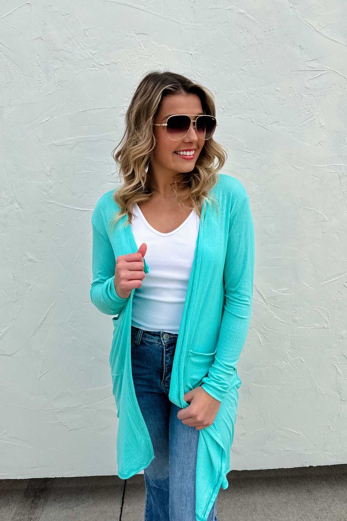 ♥️PREORDER ♥️Sierra Ribbed Cardigan Aqua