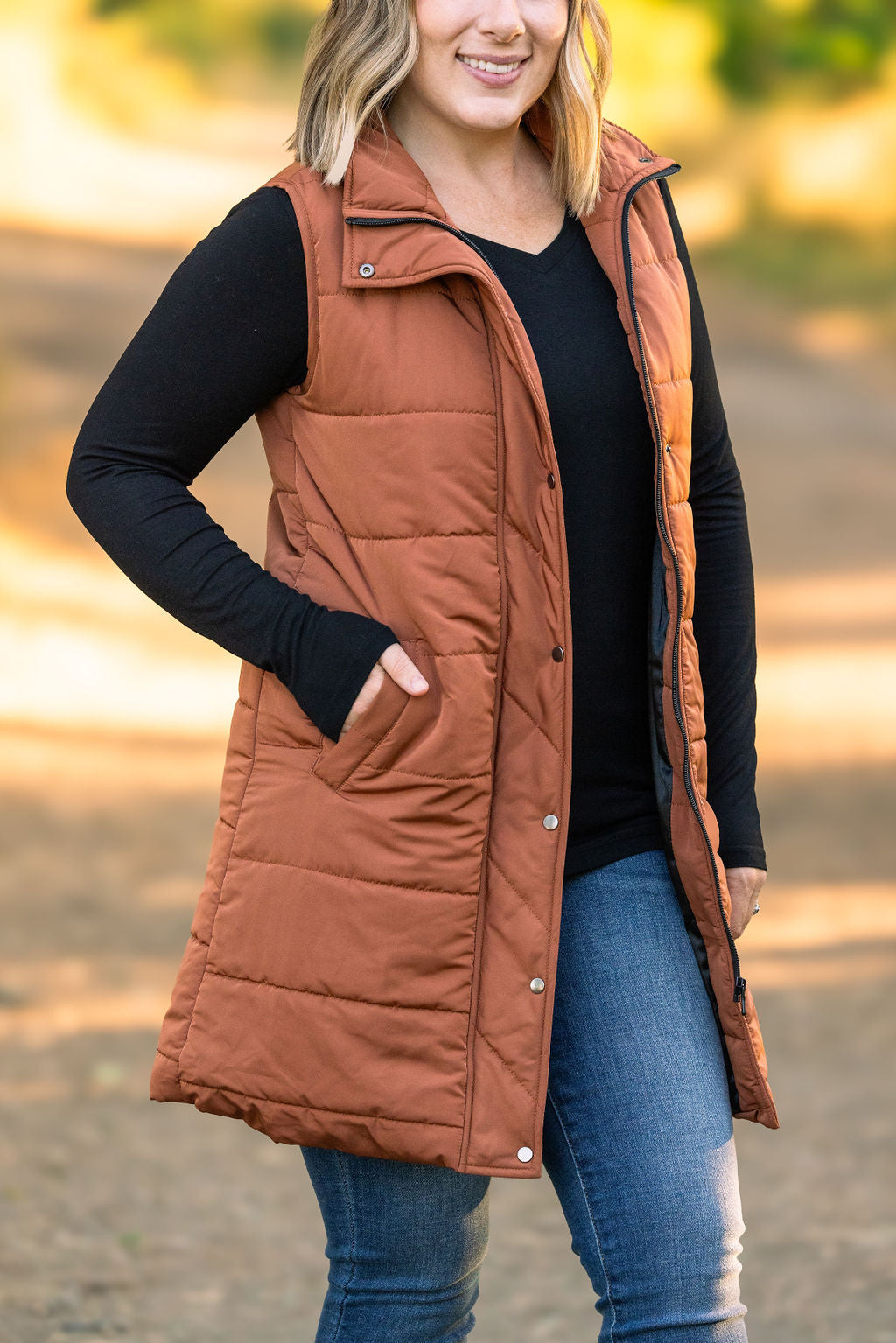 Harlow Long Vest Cinnamon