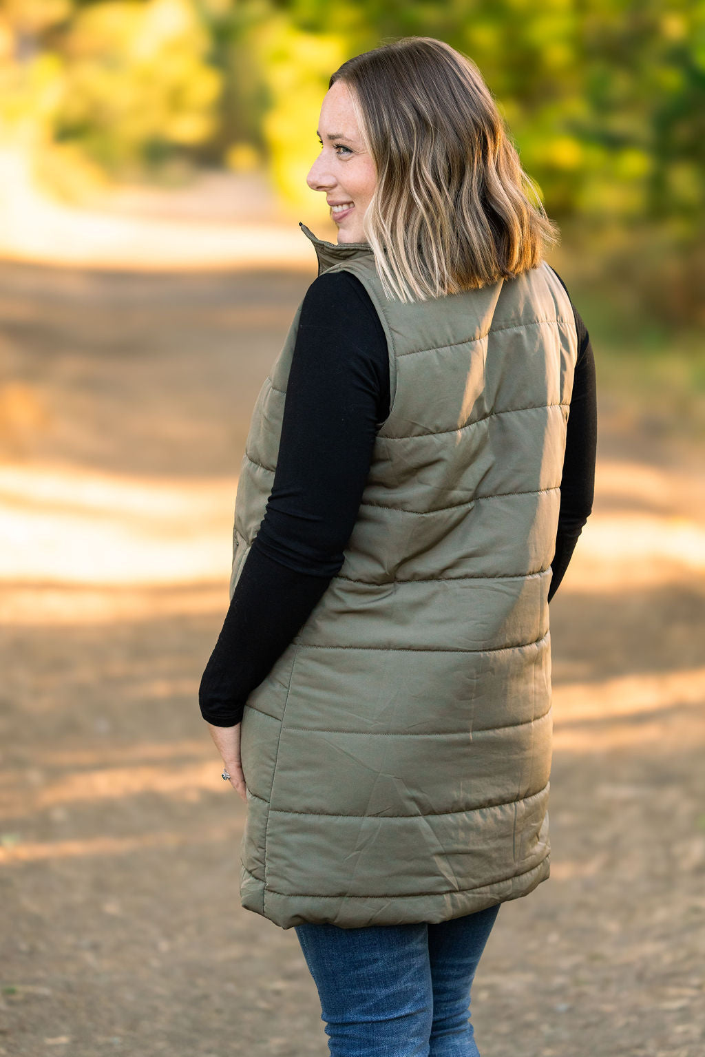 Harlow Long Vest Olive