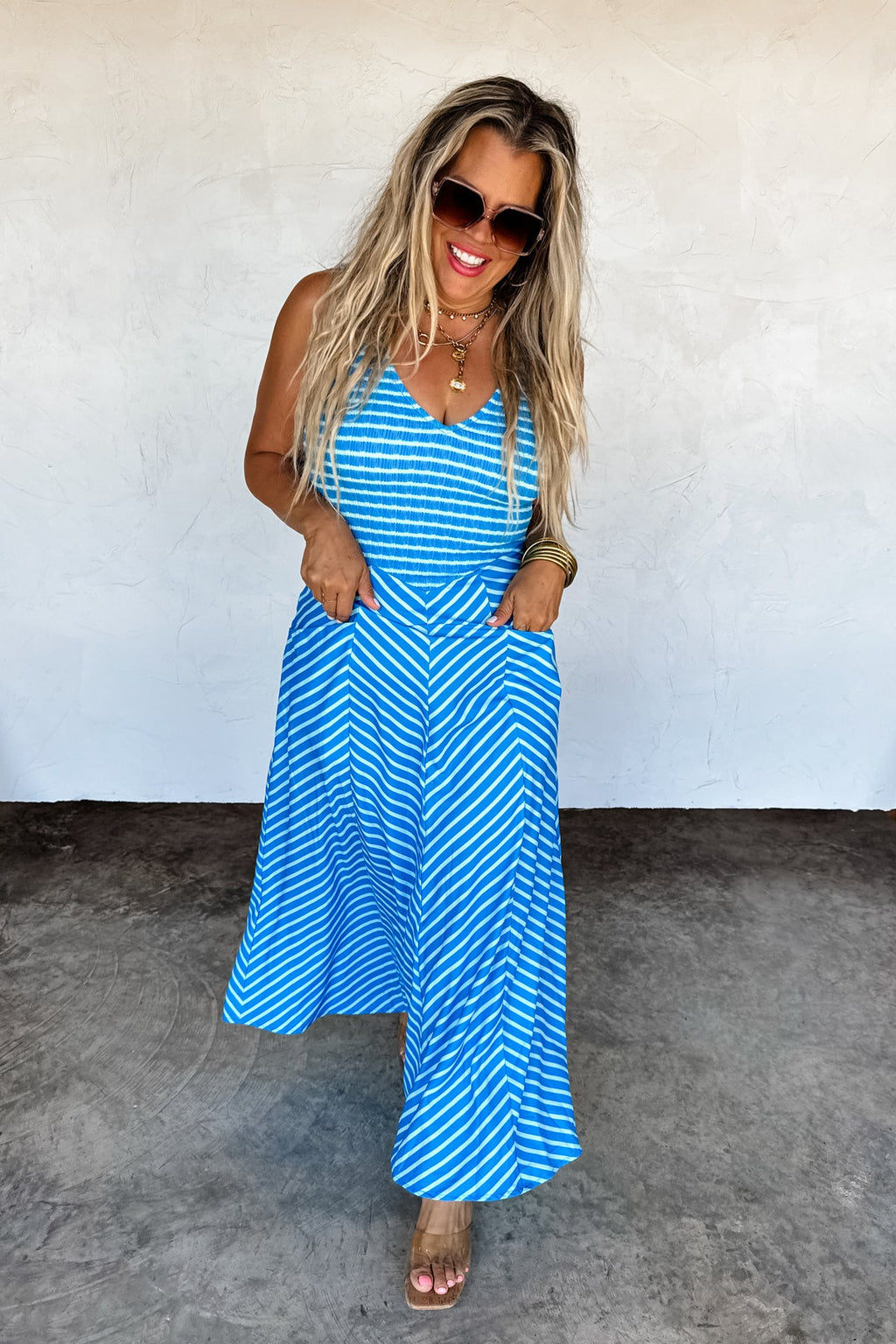 🍃PREORDER🍃 Luciana Stripe Dress Blue