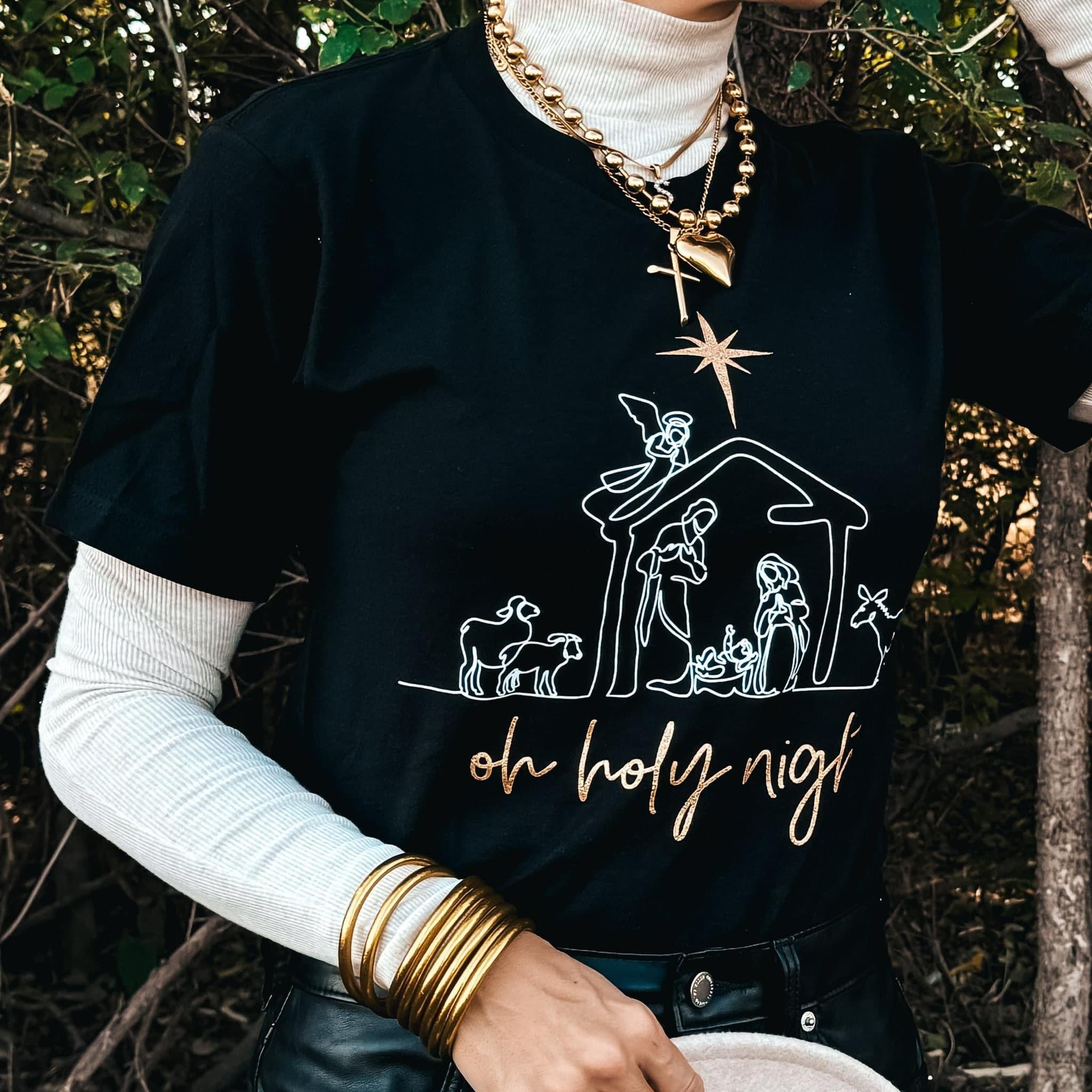 Oh Holy Night Glitter Tee