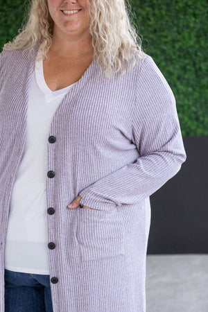 Colbie Ribbed Cardigan Lavender