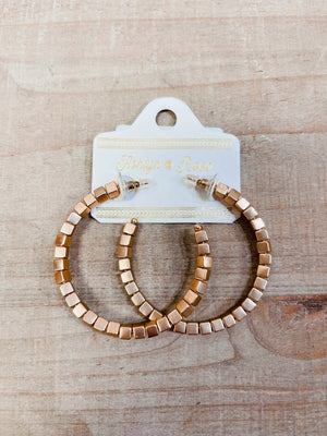 Blame It On My Roots Hoop Square Bead Gold