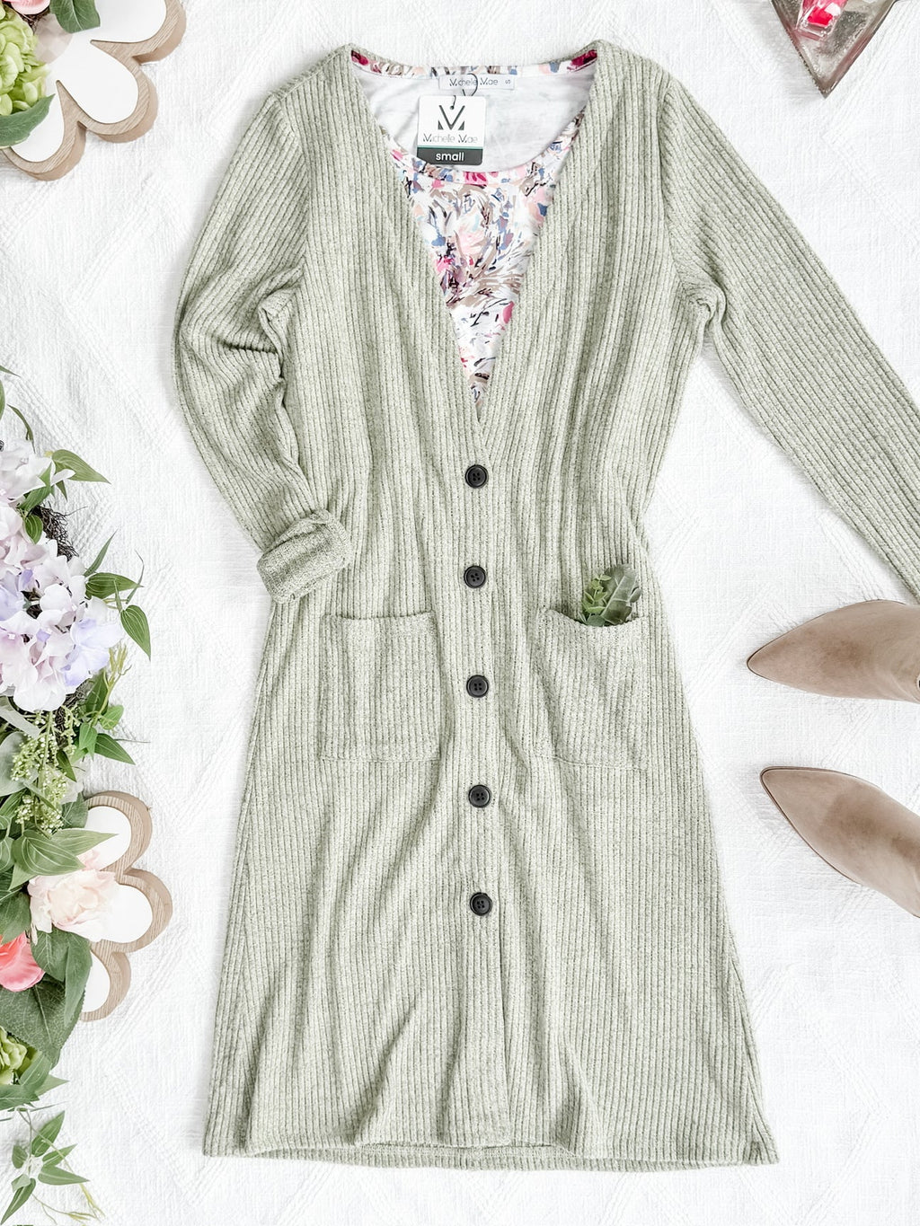 Colbie Ribbed Cardigan Pistachio