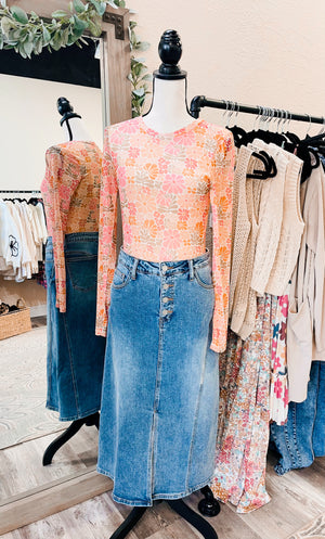 Vintage Floral Mesh Top Retro