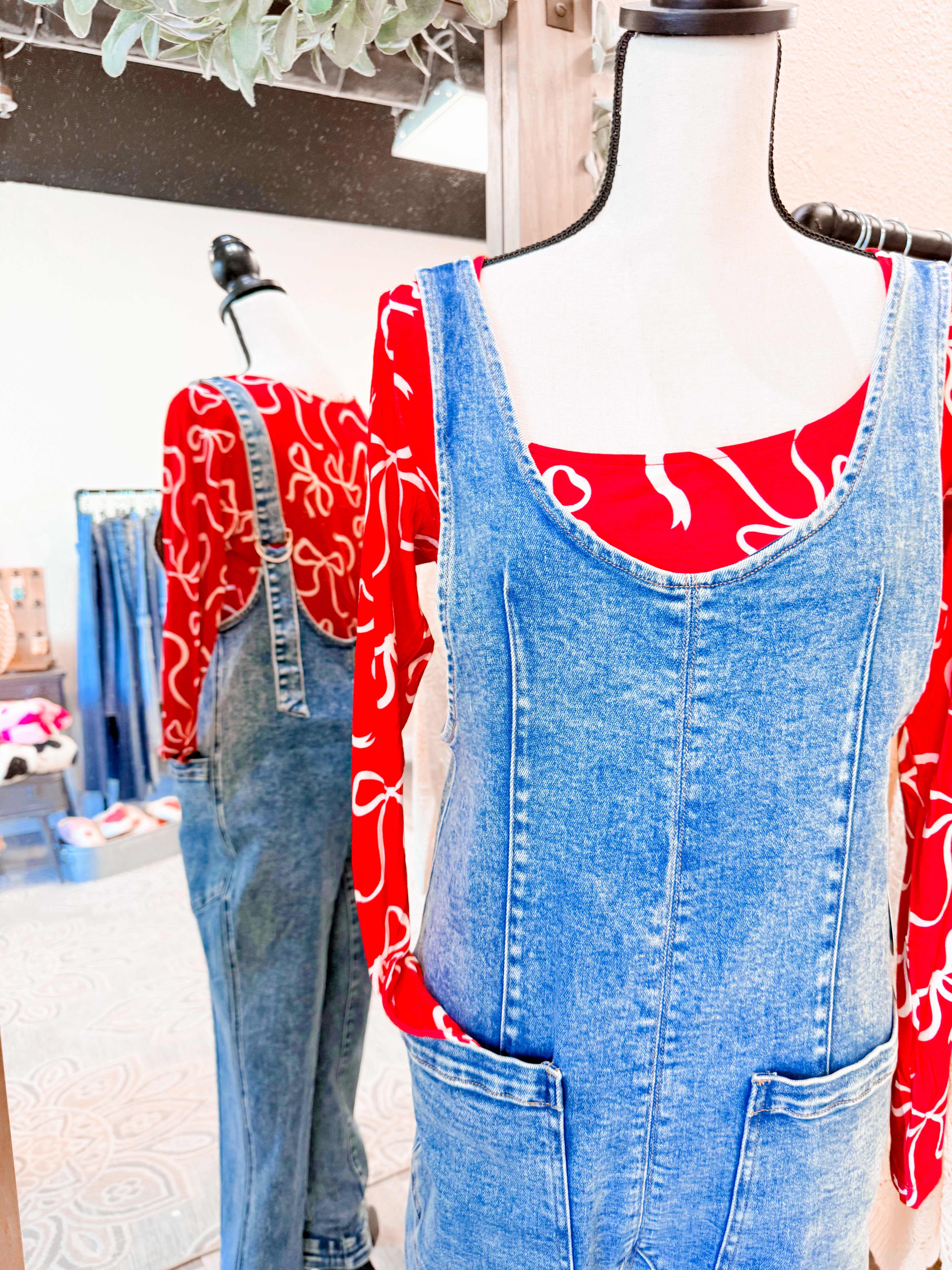 Red & White Ribbons Alyssa Top