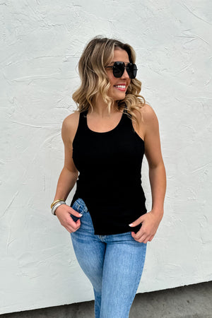 ♥️PREORDER♥️ Gabby SIde Slit Tank Black