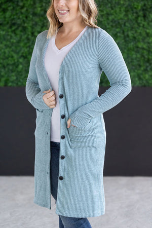 Colbie Ribbed Cardigan Dusty Blue