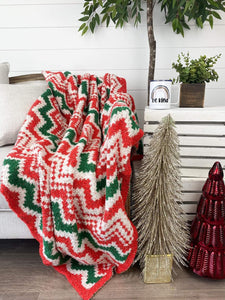 Plush & Fuzzy Blanket Holiday Chevron