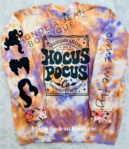 🖤SPECIAL ORDER🖤 Halloween Marble Dye Come We Fly Hocus Pocus Crew Sweatshirt S-4X