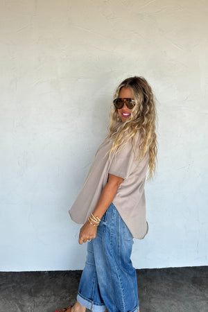 ✨PREORDER ✨Joey Washed Cotton Boyfriend Tee Mocha