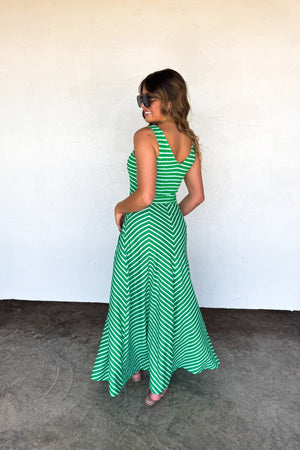 🍃PREORDER🍃 Luciana Stripe Dress Green