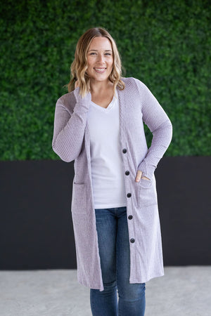 Colbie Ribbed Cardigan Lavender