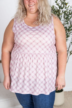 Renee Ruffle Tank Floral Pearl Pink