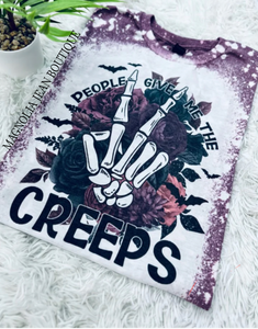 🖤Special Order🖤 S-4X People Give Me The Creeps Bleached Halloween Tee