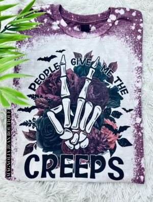 🖤Special Order🖤 S-4X People Give Me The Creeps Bleached Halloween Tee