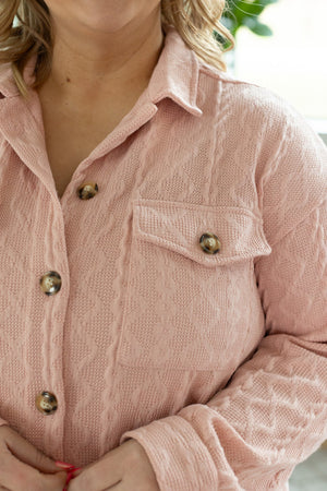 Cable Knit Jacket Blush Pink